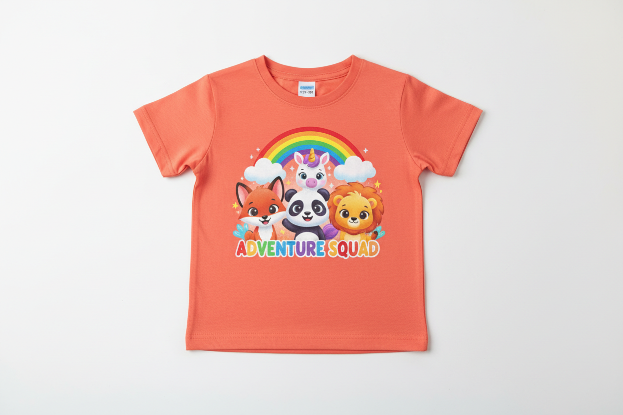 Orange Kids Cartoon T-Shirt
