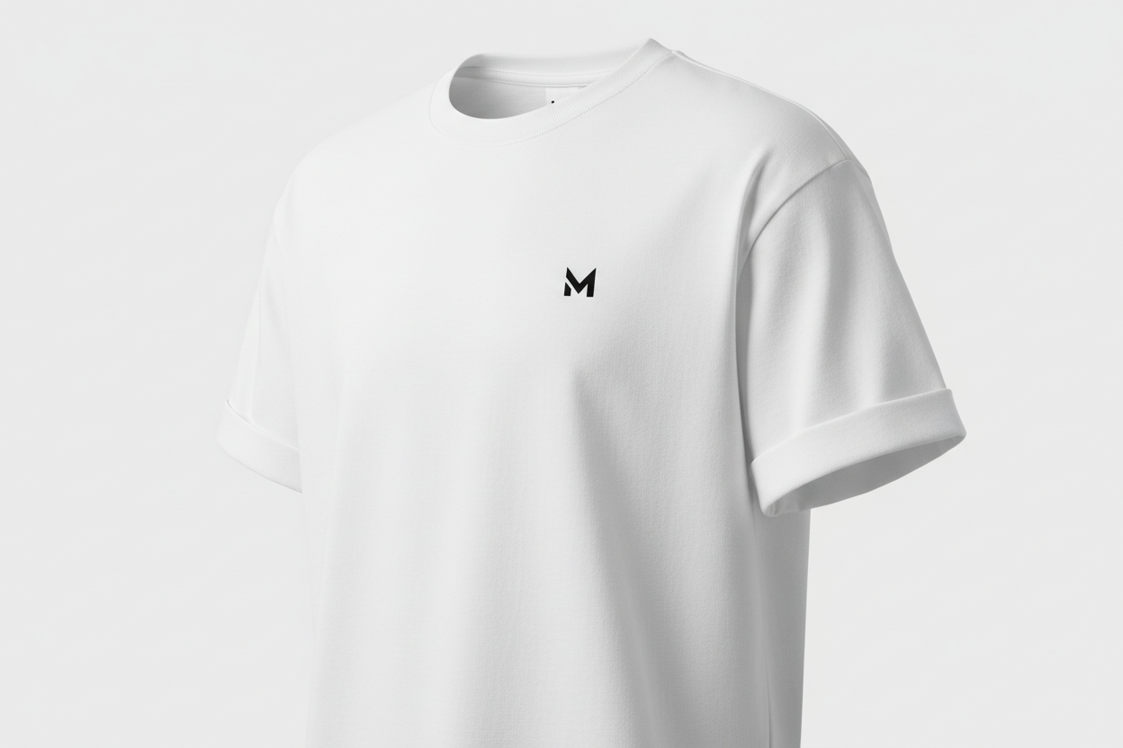 Premium White T-Shirt Front - Small Logo