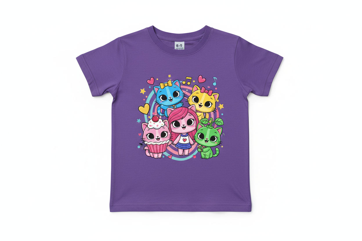 Purple Kids Cartoon T-Shirt